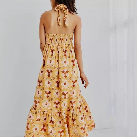 AERIE Brown and Pink Aztec Print Halter Maxi Dress XL NWT - Picture 5 of 8